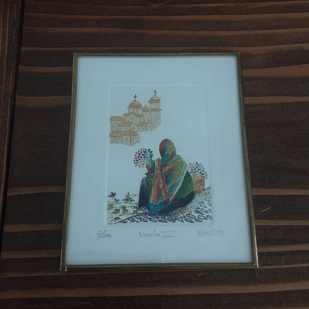Embossed Southwestern Ink Drawing By Maria Vlll. Block-92. 2/200